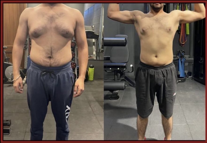 Client before and after: 8 kg lost in 12 weeks