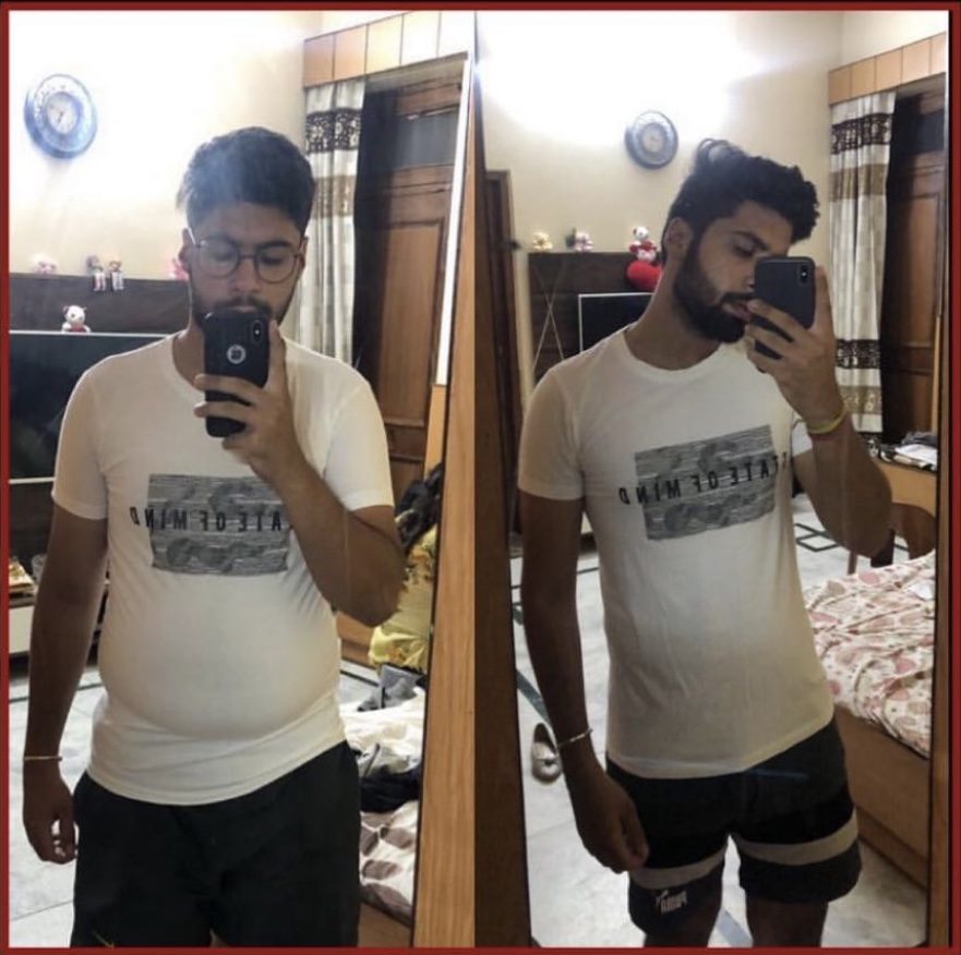 Client before and after: 8 kg lost in 14 weeks